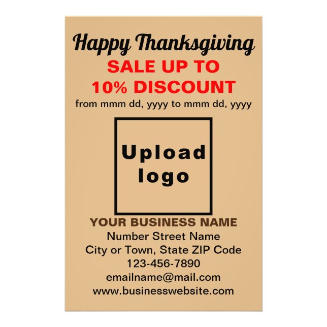 Impression Photo Vente d'action de grâces sur le Brown léger (Devant)