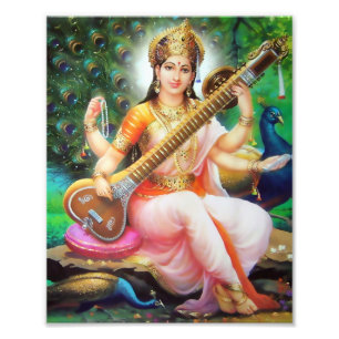 Impression Photo Version 1 de l'impression de Saraswati (8" x 10")