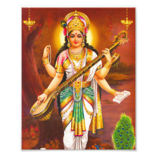 Impression Photo Version 2 de l'impression de Saraswati (8" x 10")