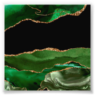 Impression Photo Vert émeraude faux agate marbrée contemporain