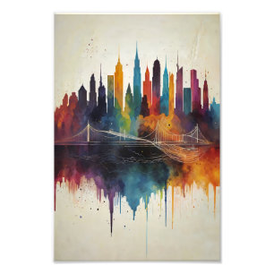 Impression Photo Vibrant Abstrait Skyline Cityscape Art