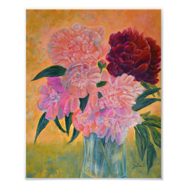 Impression Photo Vie morte avec Peonies Peinture (Devant)