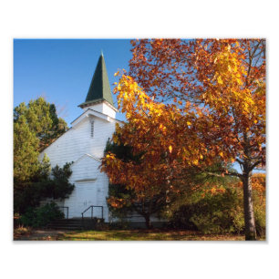 Impression Photo Vieille église blanche en automne