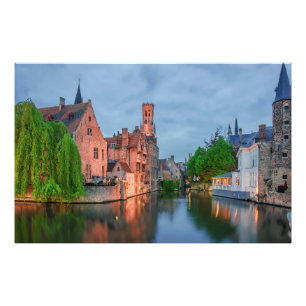 Impression Photo Vieille ville et beffroi la nuit à Bruges