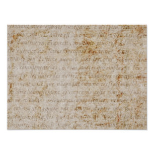 Impression Photo Vieux papier parcheminé de Français des textes