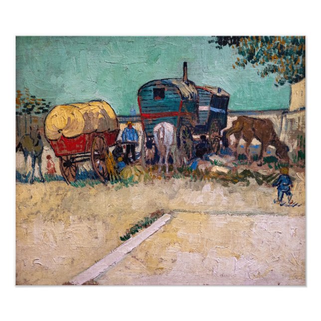 Impression Photo Vincent Van Gogh - Caravanes, Camp de Tziganes prè (Devant)