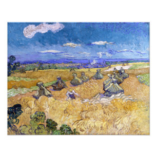 Impression Photo Vincent van Gogh - Meules de blé avec des moissonn