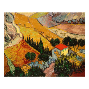 Impression Photo Vincent van Gogh - Paysage, Maison et Laboureur