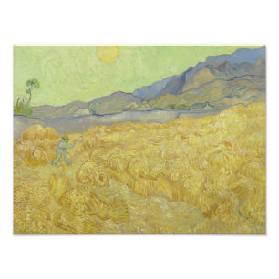 Impression Photo Vincent van Gogh - Wheatfield avec une Faucheuse