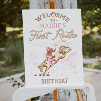 Vintage rose Premier Rodéo Anniversaire Affiche de