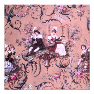 Impression Photo Vintage Toile rose Victorien Style Floral