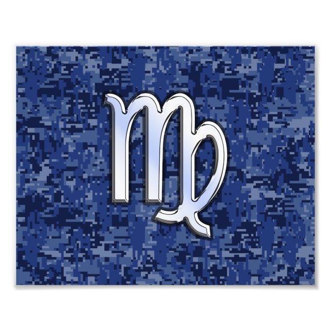 Impression Photo Virgo Zodiac Connexion Navy Camo numérique bleu (Devant)