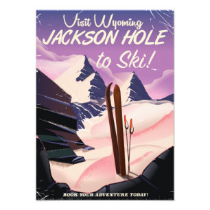 Impression Photo Visitez Wyoming ! Affiche de voyage pour skier à J