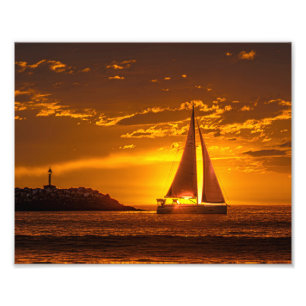 Impression Photo Voilier au coucher du soleil - Marina Del Rey, Cal