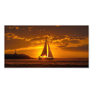 Impression Photo Voilier au coucher du soleil - Marina Del Rey, Cal