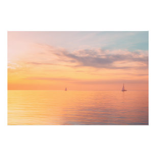 Impression Photo Voiliers au coucher du soleil Calme Océan Horizon