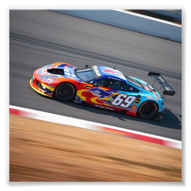 Impression Photo Voiture de course numéro 69 en belles couleurs (Devant)