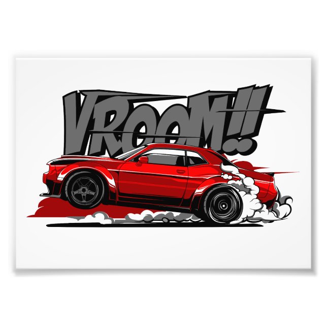 IMPRESSION PHOTO VOITURE DE COURSE VROOM À VITESSE COMPLÈTE! (Devant)