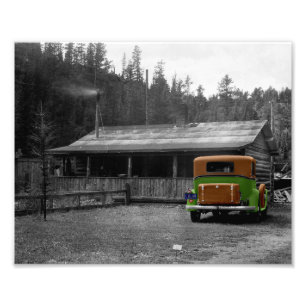 Impression Photo Voiture Vintage et couleur noir et blanc Cabine