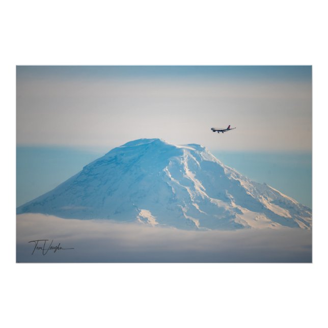 Impression Photo Vol à réaction Delta par Mt Rainier - Seattle, WA (Devant)