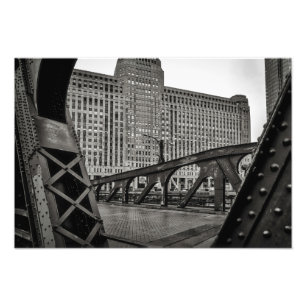 Impression Photo Vue de la ville de Chicago noir et blanc