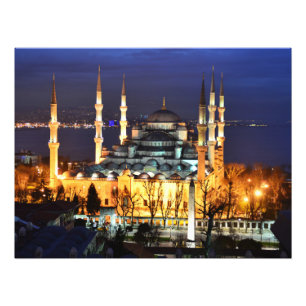 Impression Photo Vue nocturne de la Mosquée Bleue à Istanbul Turqui