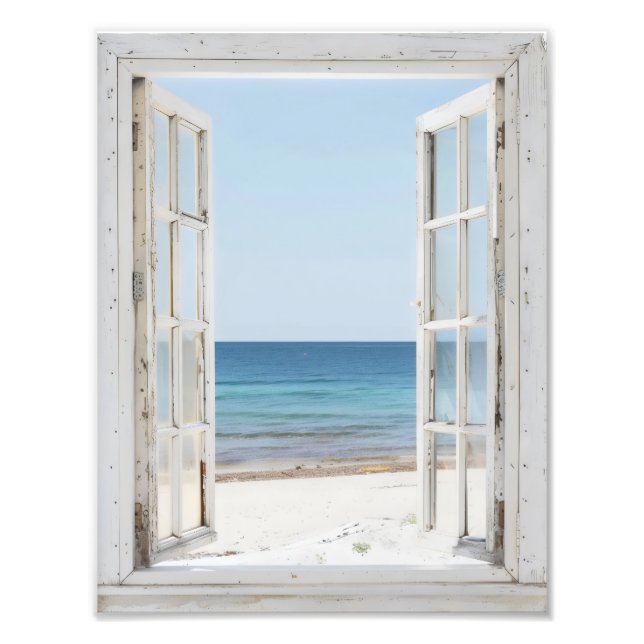 Impression Photo Vue Sur La Fenêtre De Plage Tranquille (Devant)