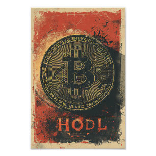Impression Photo Washed Bitcoin hodl crypto blockchain