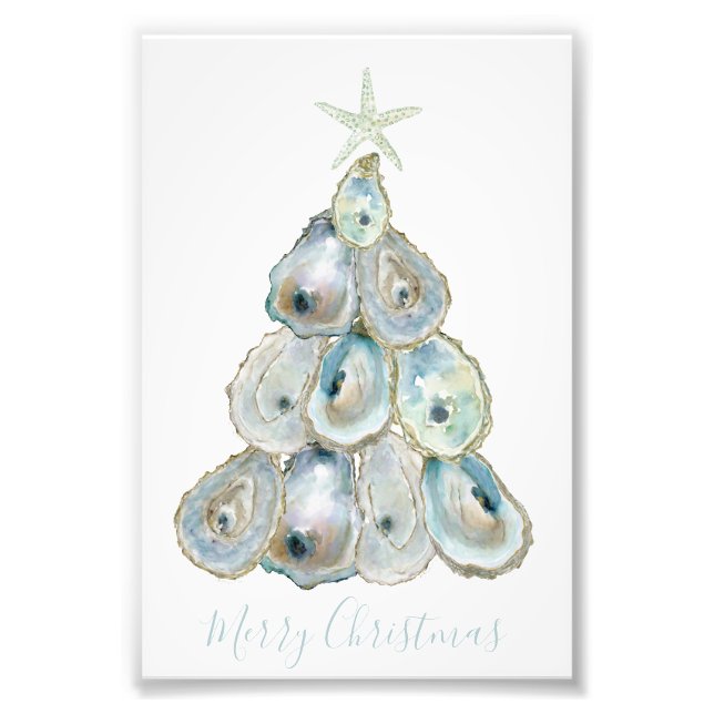 Impression Photo Watercolor Oyster Christmas Tree (Devant)