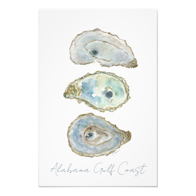 Impression Photo Watercolor Oysters- Customizeable Vertical Design (Devant)