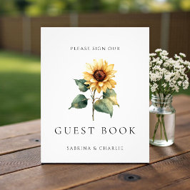 Impression Photo Watercolor Sunflower Wedding Guest Book Sign