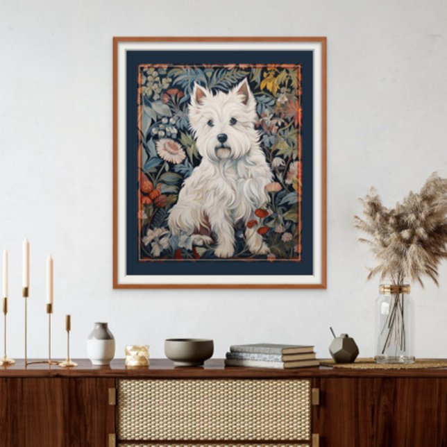 Impression Photo West Highland White Terrier Westie Tapestry Style (Frame and mat not included.)