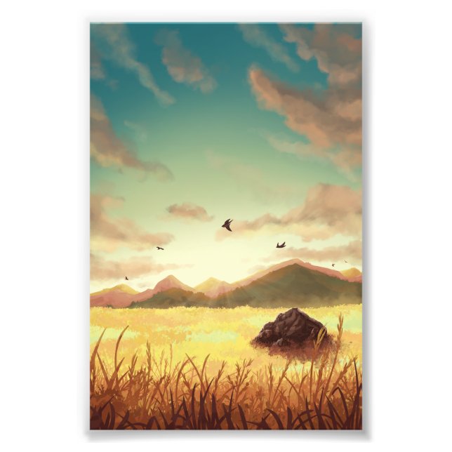 Impression Photo Wheat fields at sunrise (Devant)