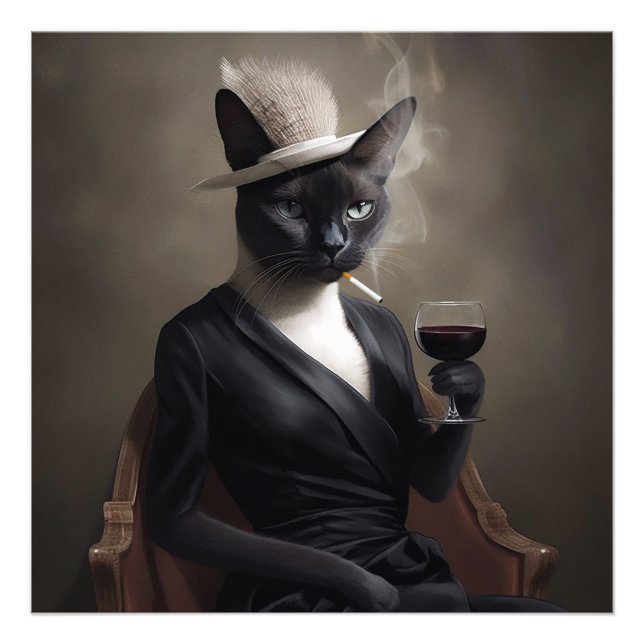 Impression Photo Whiskered Cat Wonders : Portraits numériques de ch (Devant)