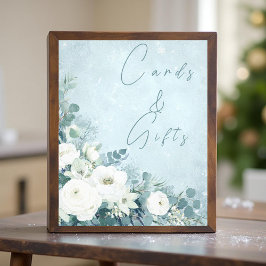 Impression Photo White Roses Eucalyptus Wedding Card Gift Sign