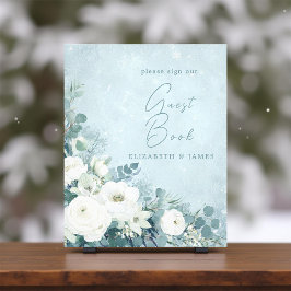 Impression Photo White Roses Hellebores Silver Wedding Guest Sign