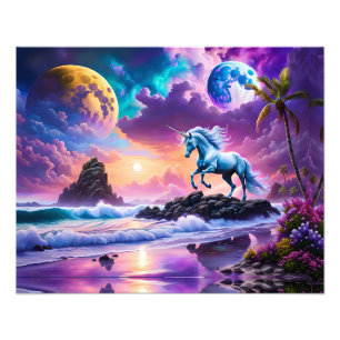 Impression Photo White Unicorn Imaginaire Tropical Beach