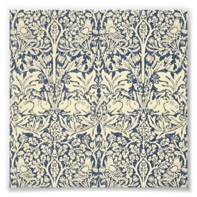 Impression Photo William Morris, gris bleu, motif, Art nouveau, vin (Devant)