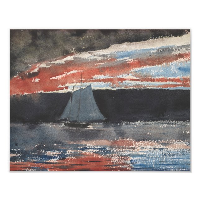 Impression Photo Winslow Homer - Schooner au coucher du soleil (Devant)