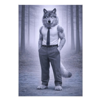 Impression Photo Wolf in Minimal Formal Attire – Silent Forest Port