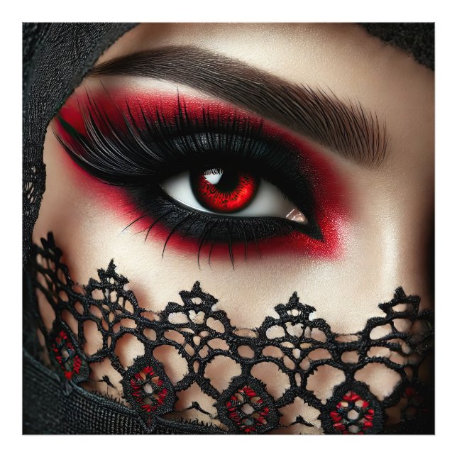 Impression Photo Woman's eye with a striking red iris (Devant)