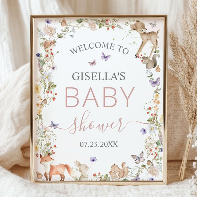 Impression Photo Woodland Animals Wildflower Baby Shower Welcome (Créateur téléchargé)