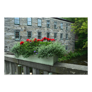 Impression Photo Woodstock, Vermont, Bridge Flower Box
