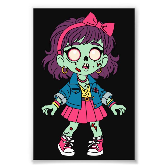 Impression Photo Zombie Girl des années 80 (Devant)