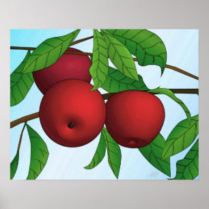 Impression "Pommes sur une branche" avec bordure