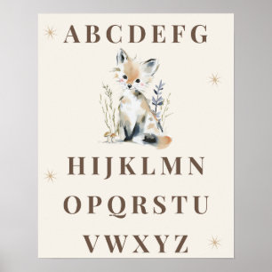 Impression pour la nurserie : Alphabet de la forêt