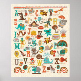 Impression pour nurserie de garçon alphabet animal
