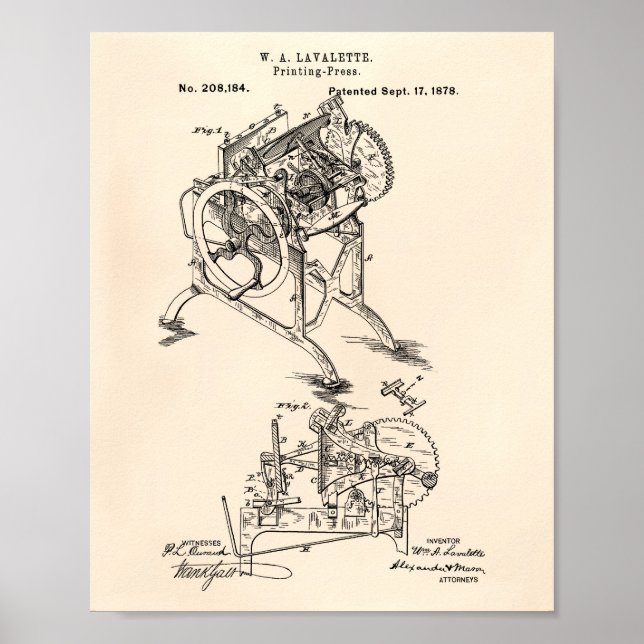 Impression Presse 1878 Art Brevet Vieux Poivre (Devant)