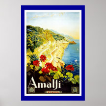 Impression Rétro Vintage Voyage Italie Amalfi