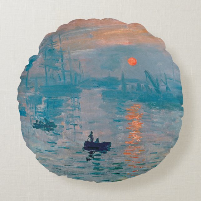 Impression Sunrise Claude Monet Rundes Kissen (Vorderseite)